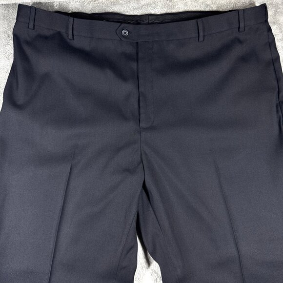 Savane Men’s Dress Pants 50x32 Black Classic Fit Big & Tall Flat Front - Picture 2 of 9